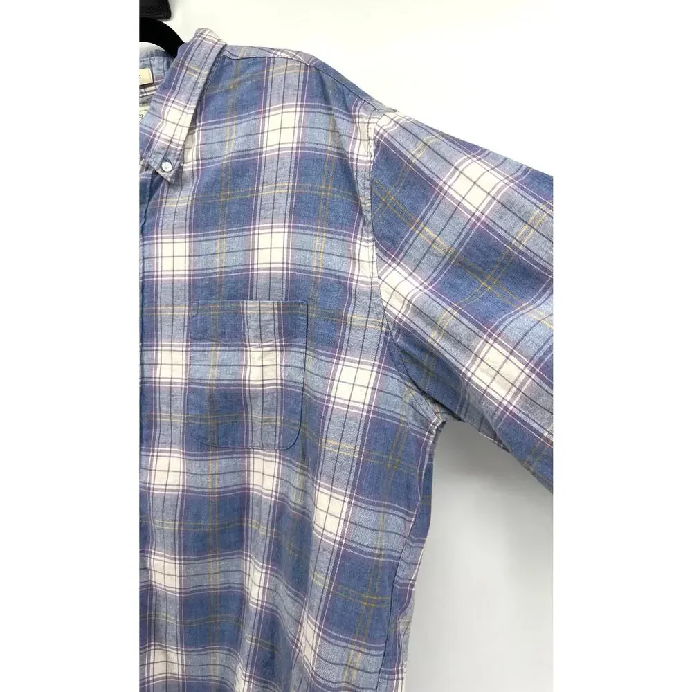 J.Crew Classic Cotton Linen Twill Button Down Shirt Men's Size XXLT Blue Purple